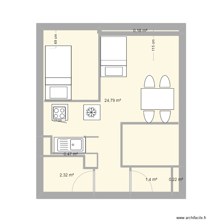 Plan Toussuire Dad. Plan de 6 pièces et 29 m2