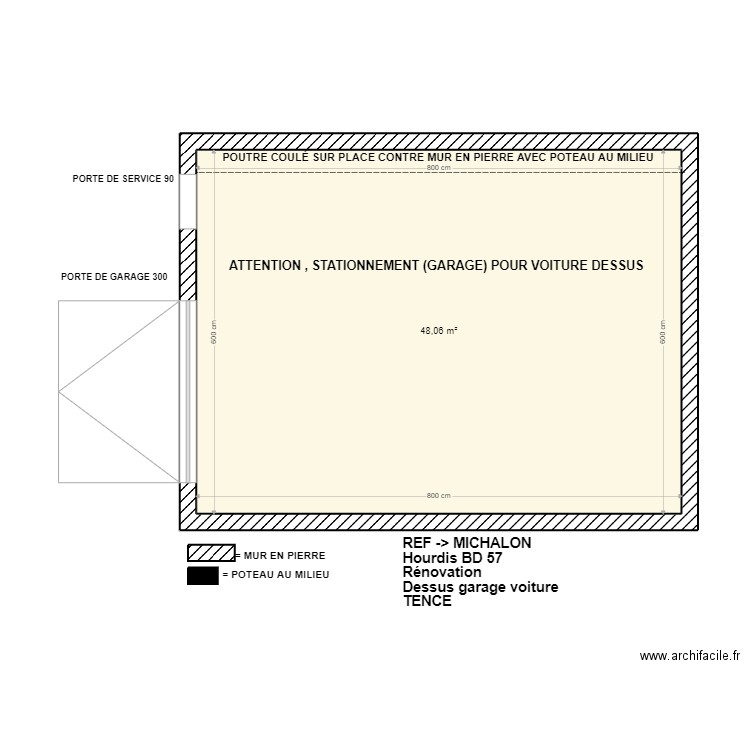 MICHALON GARAGE . Plan de 1 pièce et 48 m2