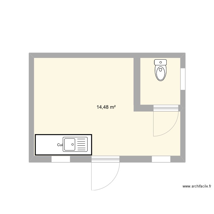 Jardin - Cabanon. Plan de 1 pièce et 14 m2