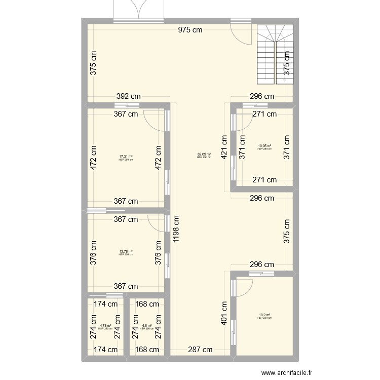 1er Plan . Plan de 7 pièces et 143 m2