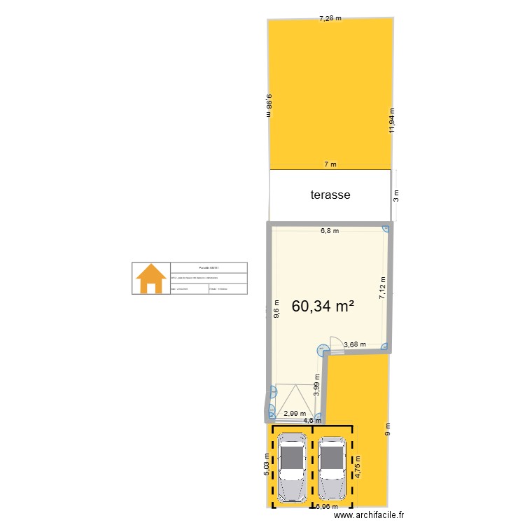 DPC2 - AM161 - plan de masse côté. Plan de 1 pièce et 60 m2