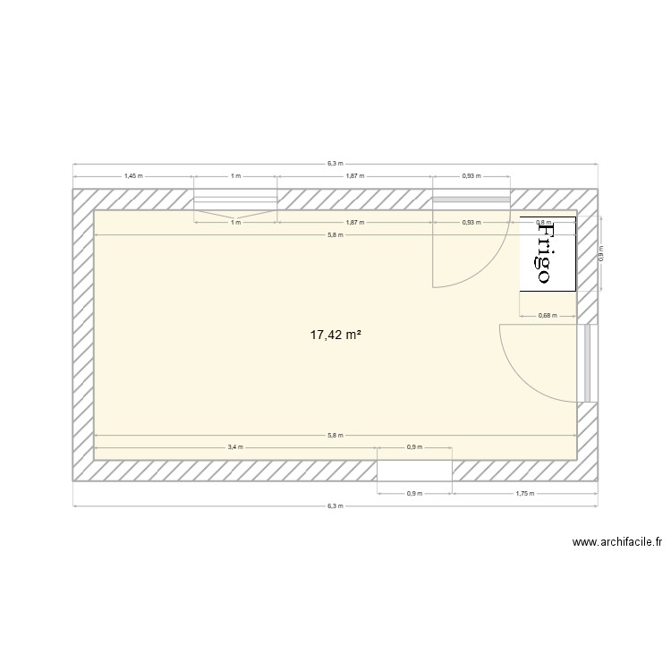 plan cuisine 002. Plan de 1 pièce et 17 m2