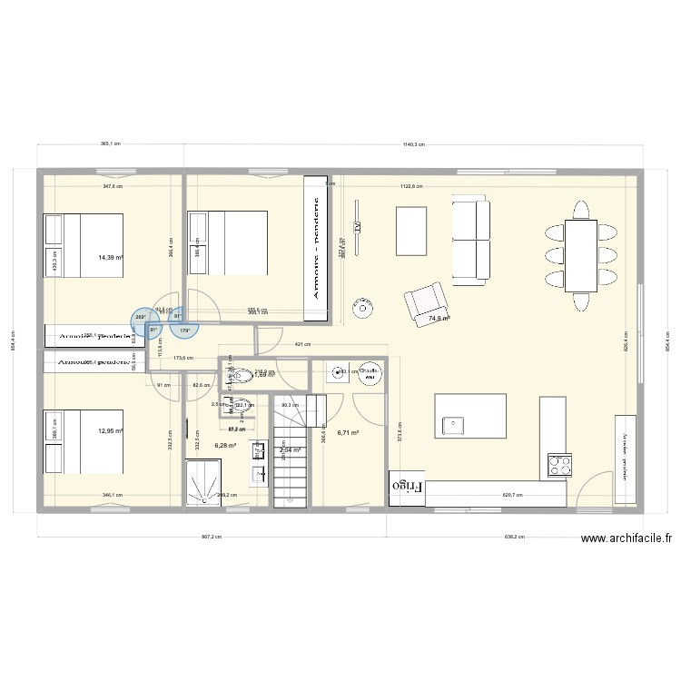 maison marquay. Plan de 7 pièces et 119 m2