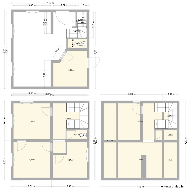 Chez Laurent travaux. Plan de 13 pièces et 96 m2