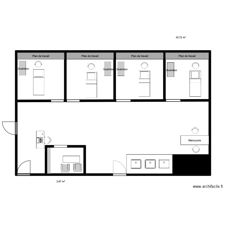 grand salon. Plan de 3 pièces et 86 m2