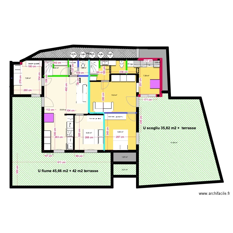 rdc gîtes luxe 3. Plan de 18 pièces et 191 m2