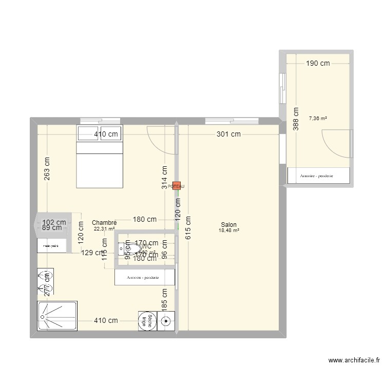 LOGEMENT N°1 CHOLET. Plan de 4 pièces et 50 m2