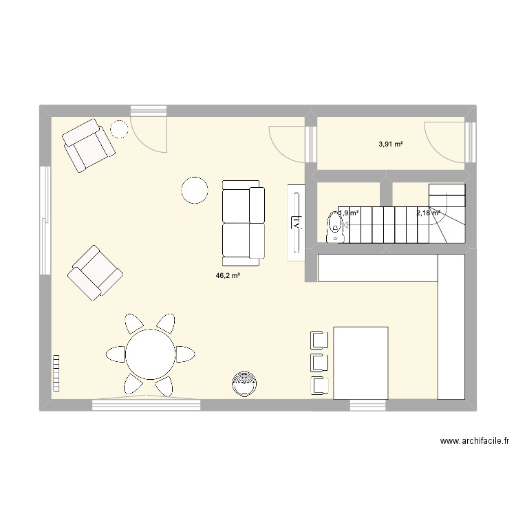 Ploeren. Plan de 4 pièces et 54 m2