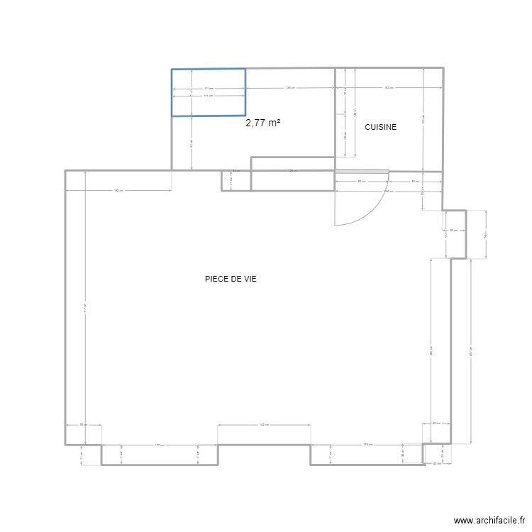 studio. Plan de 2 pièces et 4 m2