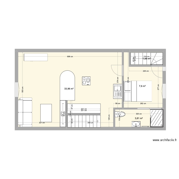 Etage - BRESSUIRE. Plan de 4 pièces et 47 m2