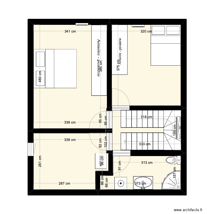 etage Hirtz. Plan de 4 pièces et 48 m2