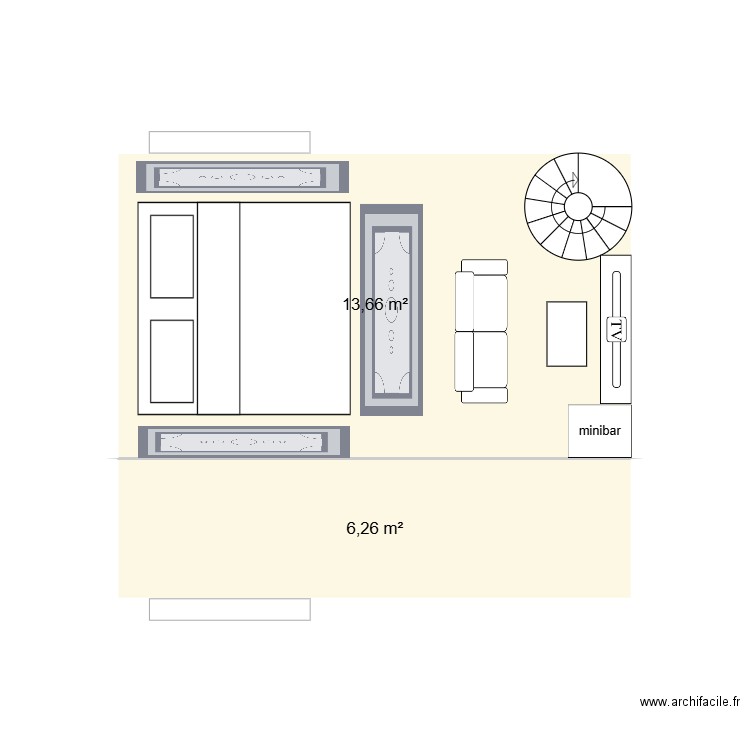 annexe longere. Plan de 3 pièces et 40 m2