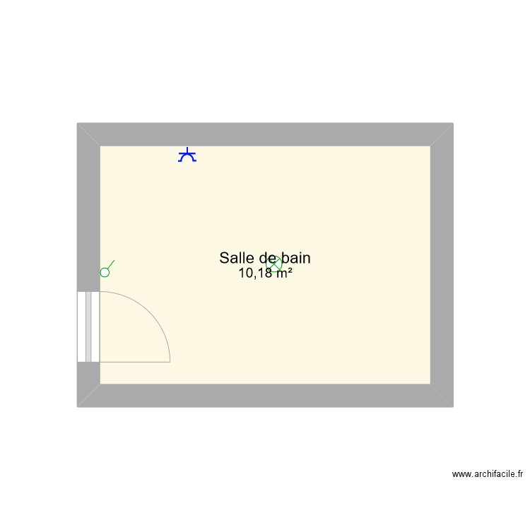 sdb. Plan de 1 pièce et 10 m2