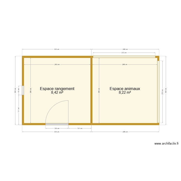 Abris de jardin. Plan de 2 pièces et 17 m2