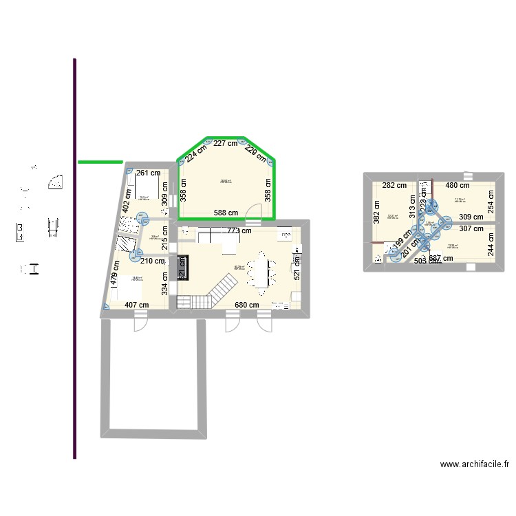 gautrais 2 + ext veranda. Plan de 9 pièces et 133 m2