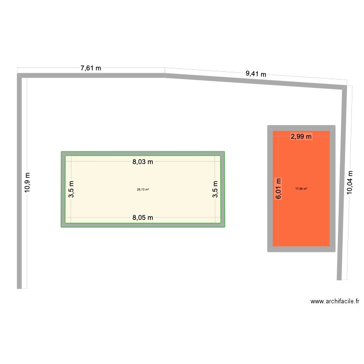 EXTBland. Plan de 2 pièces et 46 m2