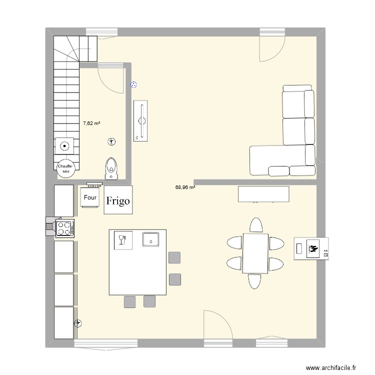 Lagraulière. Plan de 2 pièces et 86 m2