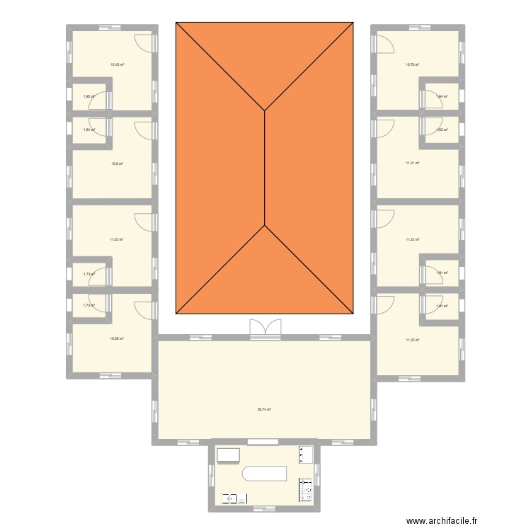 Mbind Diene Anna. Plan de 17 pièces et 159 m2