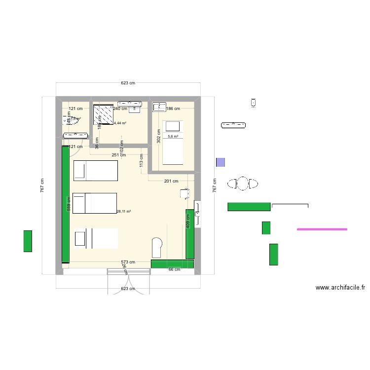 AHAVA 10. Plan de 4 pièces et 40 m2