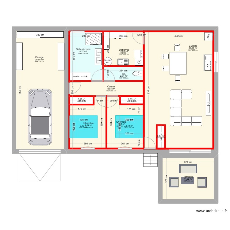 MAISON 1. Plan de 14 pièces et 213 m2