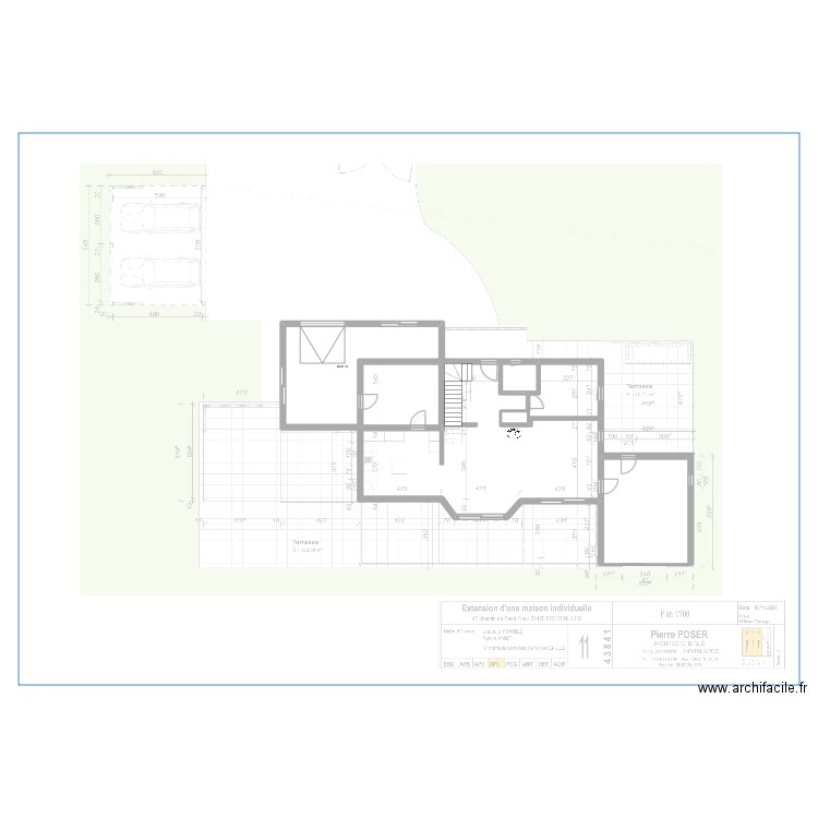 maison rdc sans fond. Plan de 3 pièces et 57 m2