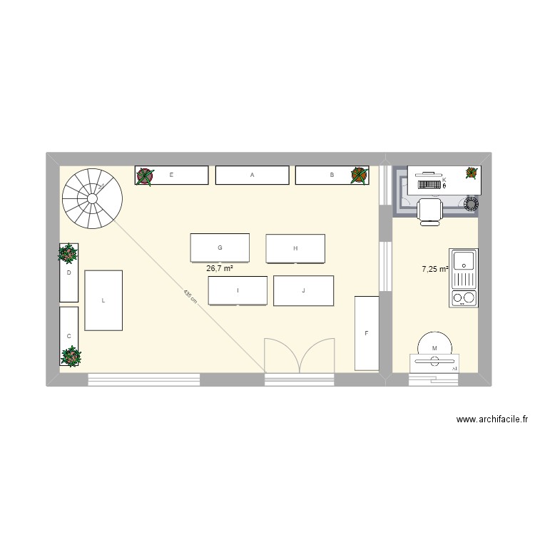 situation 2. Plan de 2 pièces et 34 m2