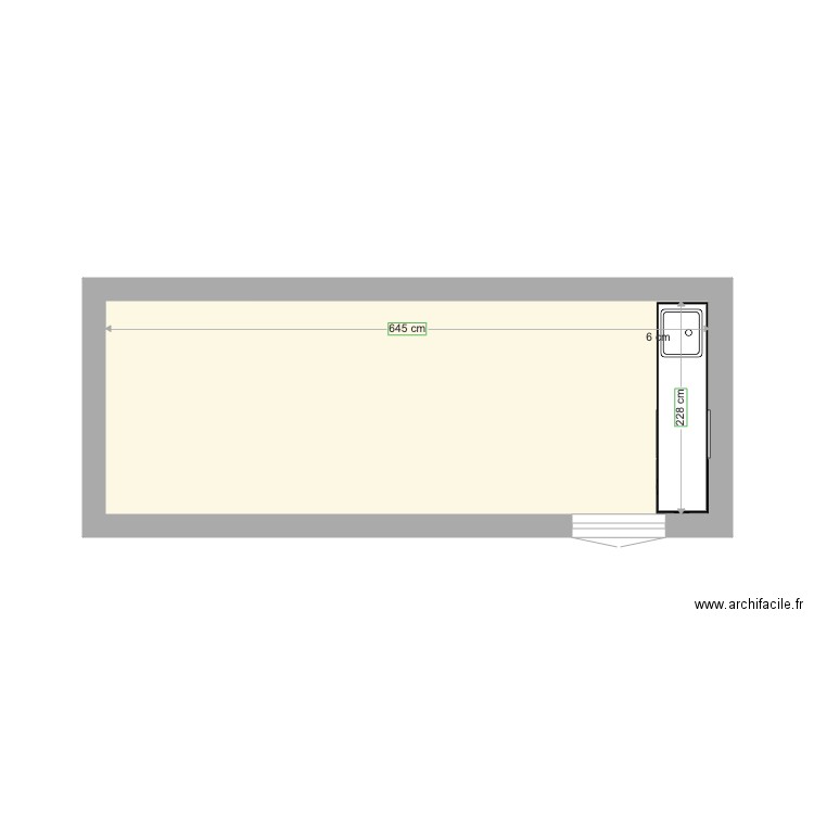 COUR AMEUBLEMENT. Plan de 1 pièce et 15 m2