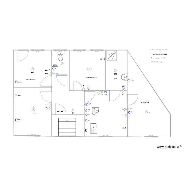 wazon rez. Plan de 7 pièces et 54 m2