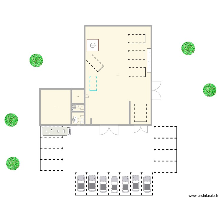 garage. Plan de 6 pièces et 392 m2