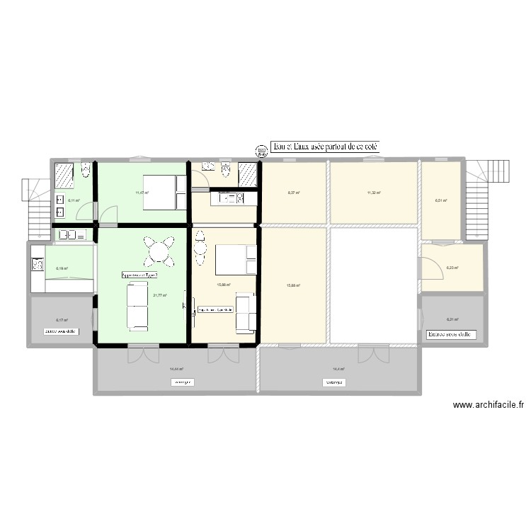 sami4. Plan de 15 pièces et 160 m2