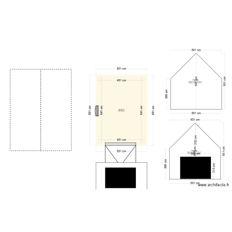 Garage. Plan de 1 pièce et 29 m2