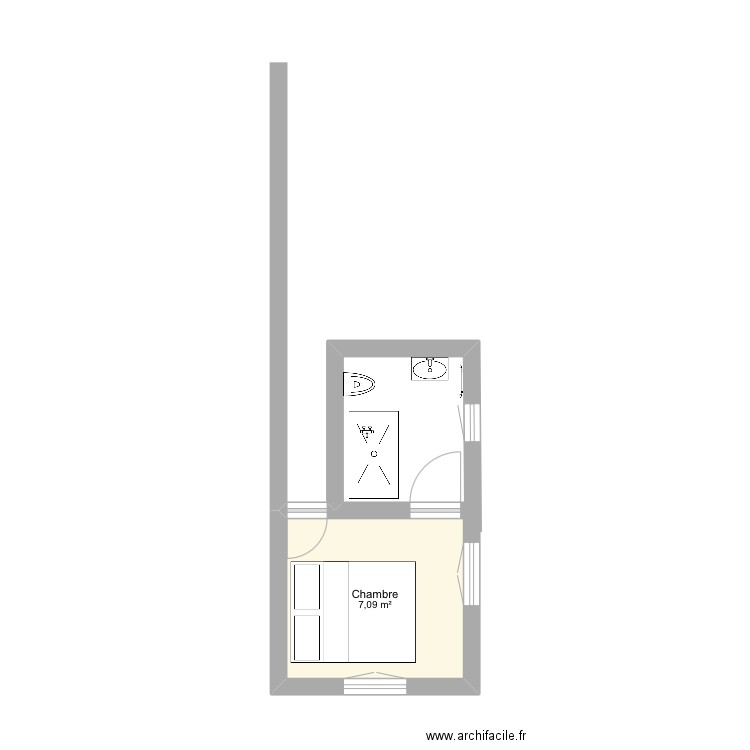 Mobilhome. Plan de 1 pièce et 7 m2