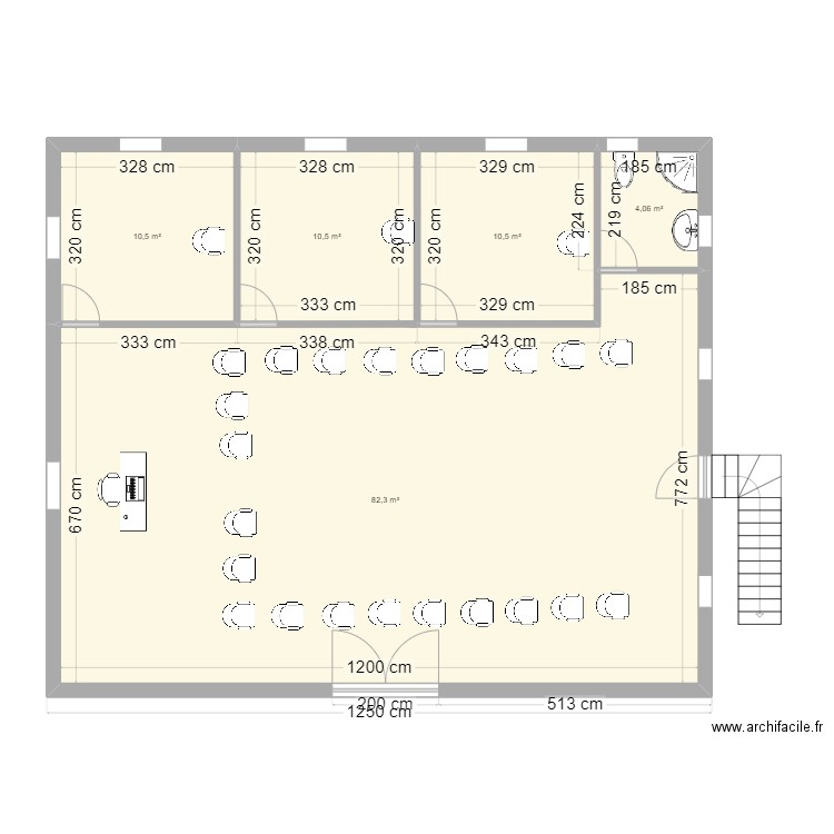 ETAGE SALLE. Plan de 5 pièces et 118 m2