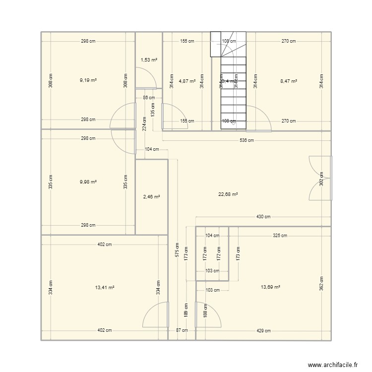 PLAN ETAGE. Plan de 10 pièces et 90 m2