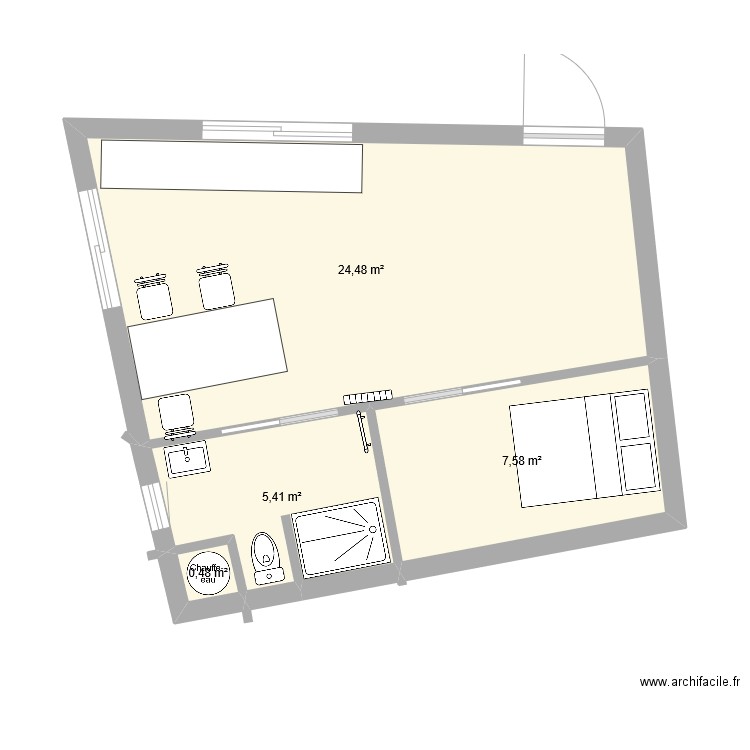 appart 1. Plan de 4 pièces et 38 m2