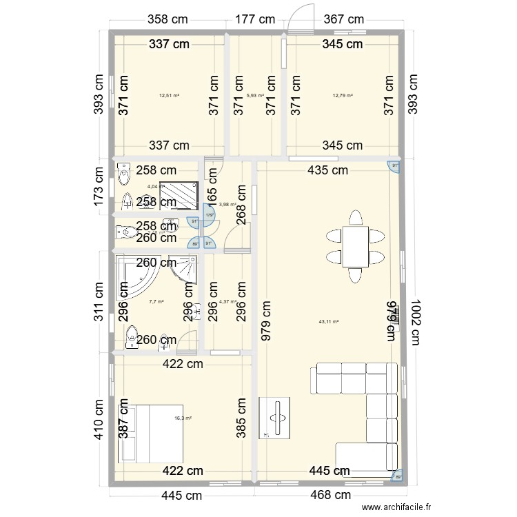 PLAN_JLF. Plan de 10 pièces et 113 m2