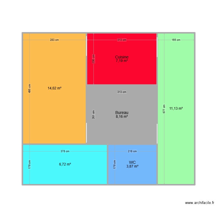 canoé ,. Plan de 6 pièces et 51 m2