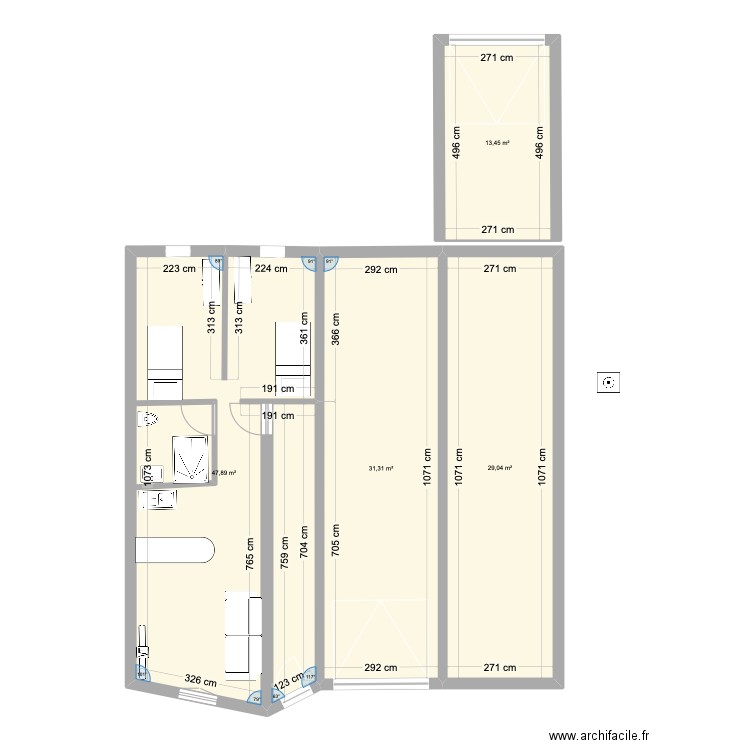 casa real. Plan de 4 pièces et 122 m2