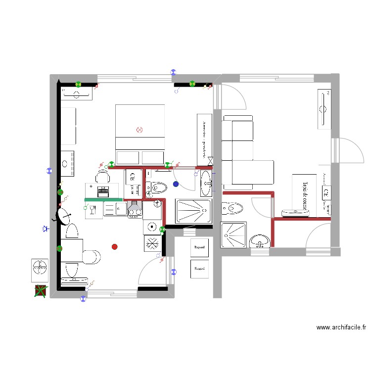 Chambre 7 - Chambre 6 - V5 - Interrupteurs. Plan de 0 pièce et 0 m2