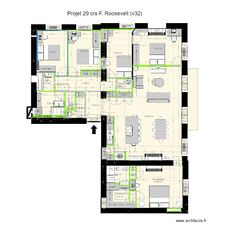 29 crs FR v32. Plan de 39 pièces et 153 m2