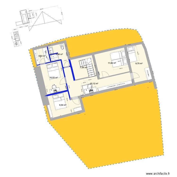 PRIEUX intérieur . Plan de 8 pièces et 71 m2