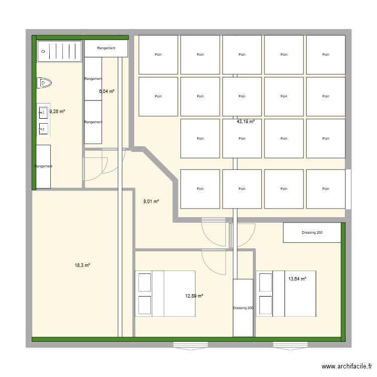 vougy etage. Plan de 7 pièces et 111 m2