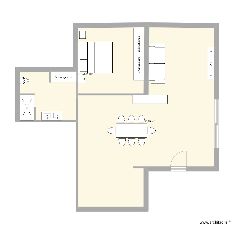 PIECE DE VIE ST GENIX 3. Plan de 2 pièces et 78 m2