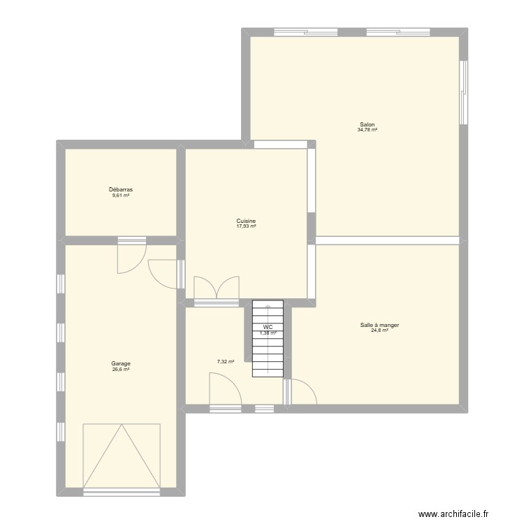 1 co. Plan de 7 pièces et 122 m2