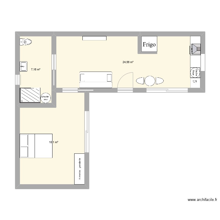 maison bio. Plan de 3 pièces et 50 m2