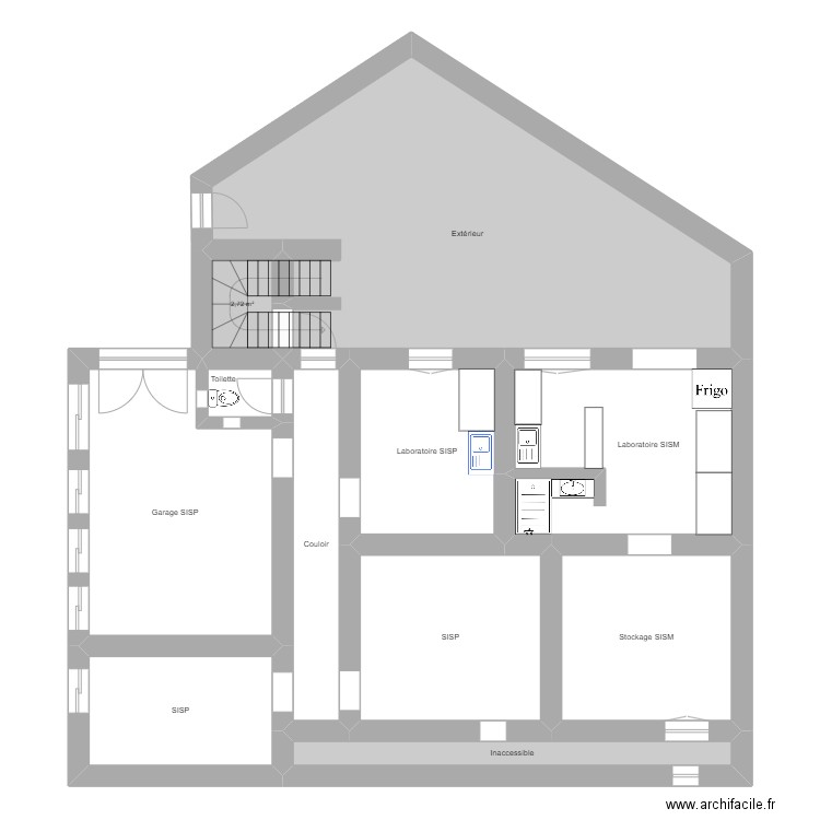 Rez-de-chaussée DRS(MDA). Plan de 11 pièces et 159 m2