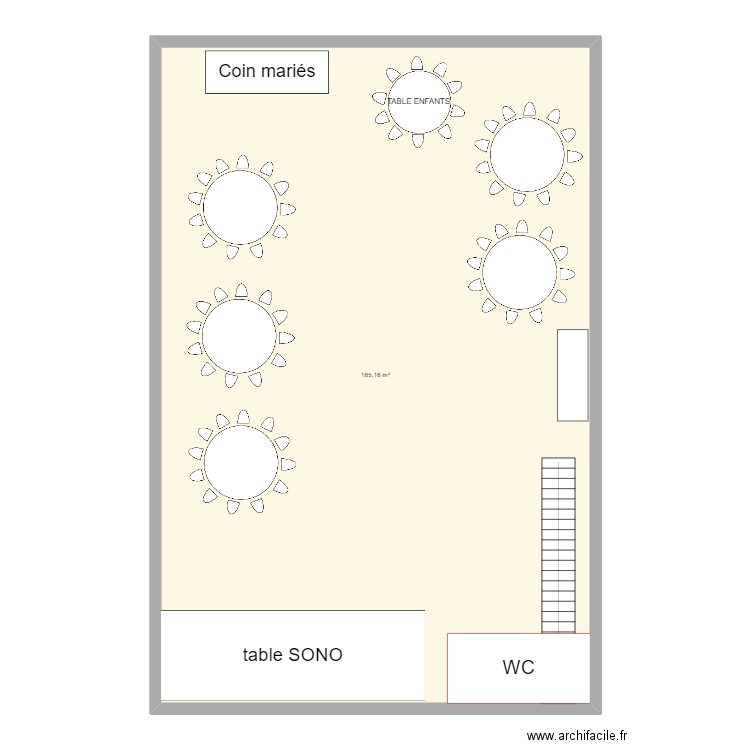 hlel. Plan de 1 pièce et 165 m2