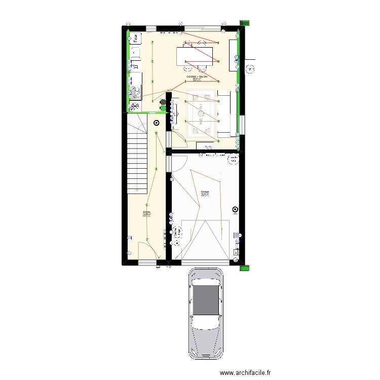 MAISON_REZE-amenagement. Plan de 13 pièces et 122 m2