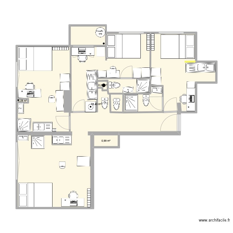 RICHELIEU2 V9. Plan de 4 pièces et 80 m2