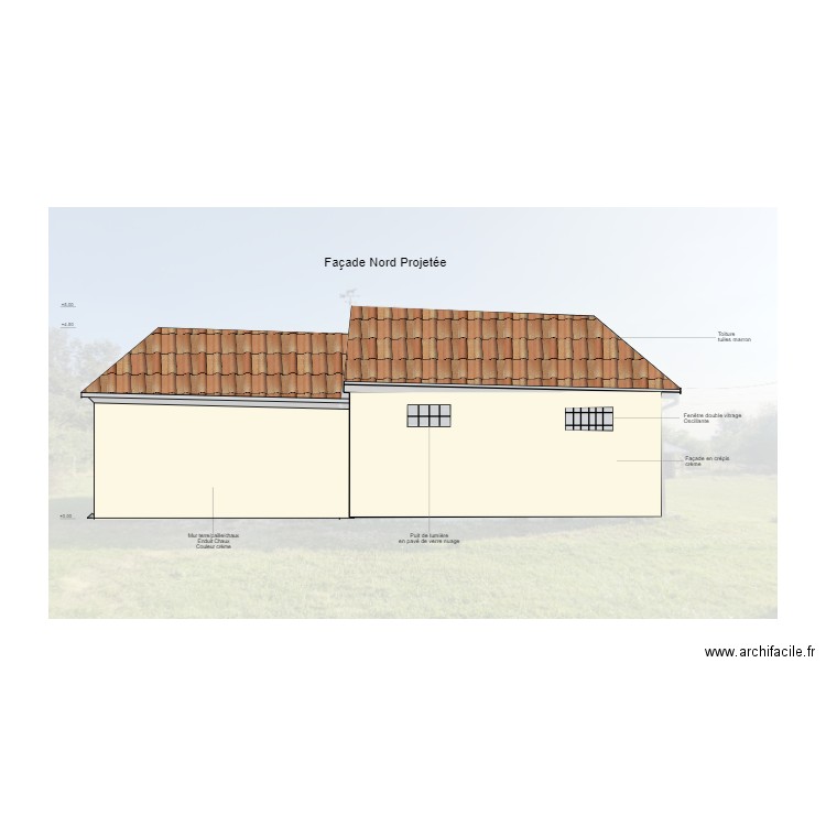 Facade Nord projetée. Plan de 0 pièce et 0 m2